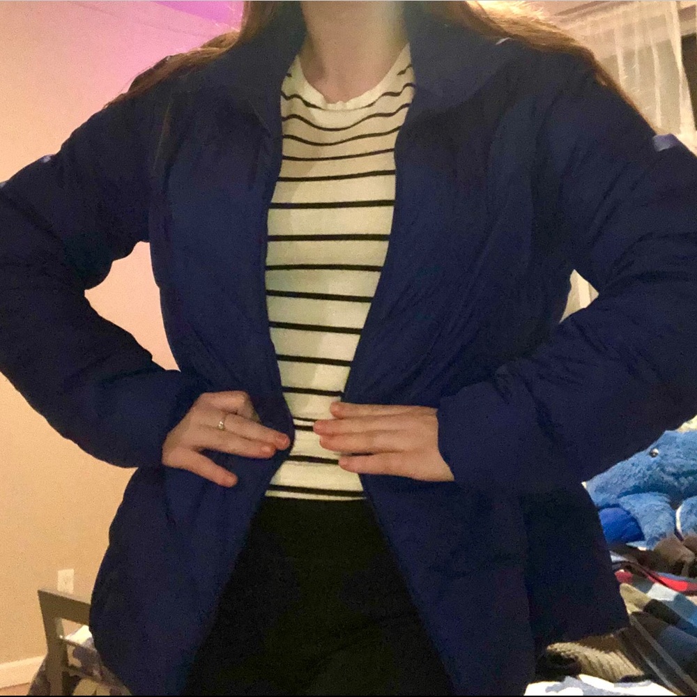 AMAZING ROYAL BLUE STYLISH DOWN COAT LANDS END - Picture 5 of 5